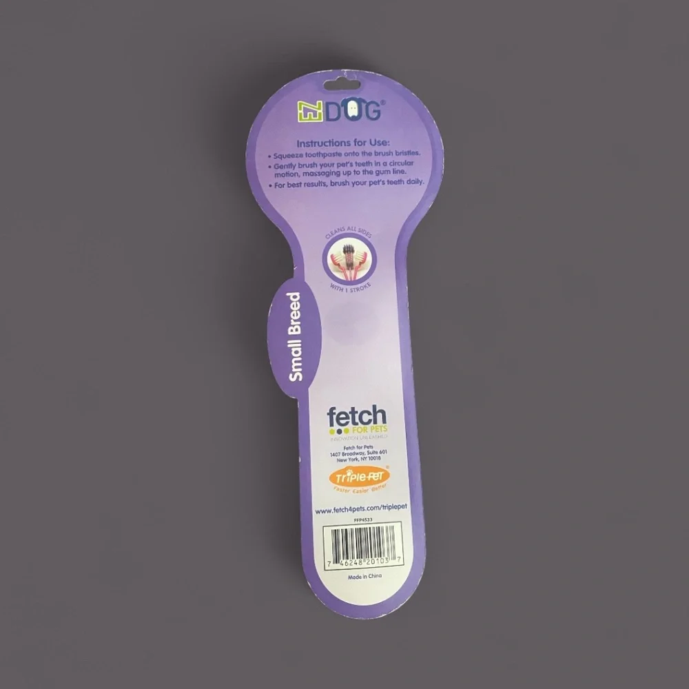 Triple-Pet Dog Toothbrush | Small Breeds (up to 60 pounds)